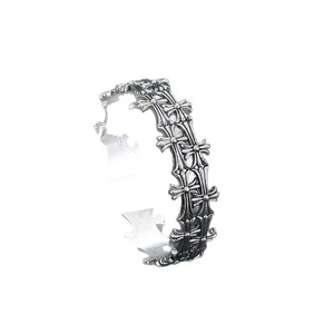 Bracelet large unisexe tendance style punk <span class=keywords><strong>à</strong></span> double croix, motif géométrique, bijoux bouddhistes principalement en laiton, idéal pour offrir - Product Image 3
