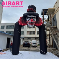 Portail de parc à thème d'horreur, Arche gonflable de clown pour entrée de maison hantée, Arche gonflable de clown chapeau noir personnalisée