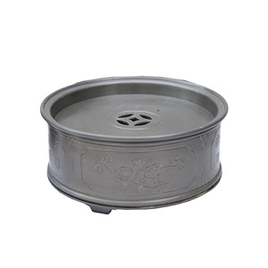 <b>Tin</b> Tea <b>Tray</b> Round Pot Stand For Kung Fu Tea Set With Water Storage Ancient <b>Tin</b> Color Porcelain Teacups Included - Product Image 5
