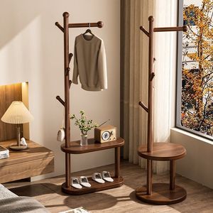 Floor-standing <b>clothes</b> <b>rack</b>, small coat <b>rack</b> for bedroom, space-saving, perfect for storing <b>clothes</b> at night, solid wood - Product Image 1