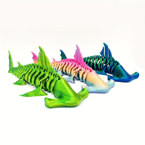 Juguetes de Animales Marinos Impresos en 3D, Tiburón <span class=keywords><strong>Martillo</strong></span> Articulado, Figura de Animal Oceánico Flexible con Articulaciones Móviles para Escritorio - Product Image 2