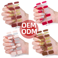 Meilleures Ventes : 16 Bandes Durables de Vernis Semi-Permanent Uni à Paillettes, Sèchent Sous Lumière UV, Autocollants Gel Semi-Durci pour Ongles