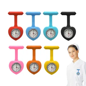 Jam Tangan นาฬิกาพยาบาลทำจากซิลิโคน,เข็มกลัดดิจิตอลสายคล้องหน้าอกขนาดพกพาทำจากสเตนเลสสตีล