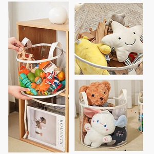 2025 stile coreano impermeabile trasparente scaffali <span class=keywords><strong>per</strong></span> libri di stoccaggio giocattoli Organizer Tpu chiaro cesto portaoggetti pieghevole con manici - Product Image 5