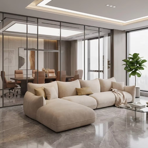 <span class=keywords><strong>Canapé</strong></span> sectionnel en velours italien de luxe, minimaliste, de forme ovale, <span class=keywords><strong>convertible</strong></span>, pour hall d'hôtel, espace de loisirs, réception, courbé en forme de lune - Product Image 3