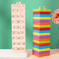 Jeu de construction en bois coloré pour enfants et familles, jeu de blocs en bois à empiler