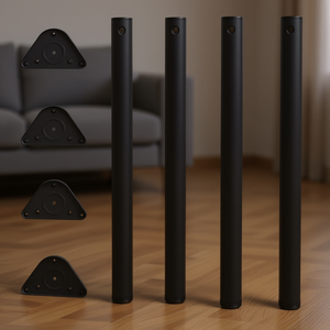 Black Height <b>Adjustable</b> Furniture Legs 34.3 In Cylindrical Metal <b>Table</b> Legs Minimalist Design - Product Image 2
