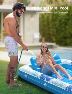 80 "x 56" 4 trong 1 Suntan bồn tắm phòng chờ bè dành cho người lớn Inflatable thuộc da hồ bơi với có thể tháo rời gối và cốc chủ thổi lên giường hồ bơi - Product Image 3