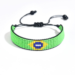 New Trendy Handmade Adjustable Slider <strong>Drawstring</strong> Woven National Flag Beaded Country <strong>Bracelet</strong> - Product Image 5