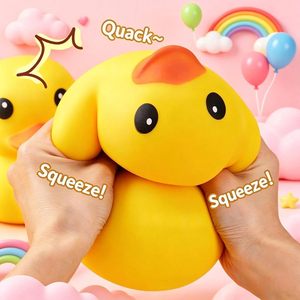 Yellow Duck PU Slow Rebound Squishy <b>Toy</b>, <b>Large</b> Kawaii Cartoon Duck <b>Soft</b> Stress Relief Squeeze Fidget <b>Toy</b> - Product Image 4