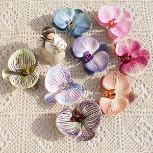 Qq333 venta al por mayor algodón de seda 3D impreso orquídea flores cabezas vestido DIY flor Material boda decoración flor Artificial - Product Image 2