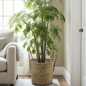 Woven Basket Round Floor Plant <b>Pot</b> Handmade Storage Basket For Indoor Greenery Decoration - Product Image 4