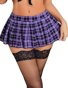 Mini-jupe trapèze décontractée en jean à imprimé numérique pour femme, sexy, pour jeux de rôle, plissée à volants, lingerie, style écolière, respirante - Product Image 3