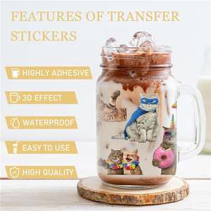 Pegatinas de Transferencia UV Personalizadas Ecológicas con Diseño de Gato de Dibujos Animados para Envolturas de Vasos de 16 oz, Resistentes al Agua para Botellas y Tazas - Product Image 4