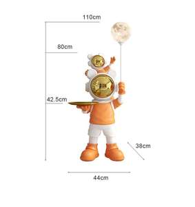 Lampe lunaire sur pied style INS avec plateau ours astronaute parent-enfant, grande sculpture artisanale en résine peinte à la main pour la maison - Product Image 6