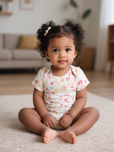 Combinaison sans manches pour bébé fille <span class=keywords><strong>OKIDS</strong></span> en fibre de bambou et élasthanne, imprimée et rafraîchissante, avec fermeture à boutons - Product Image 1