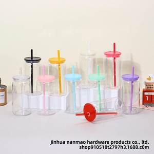For Cross-Border 16oz Mason Style <b>Straw</b> <b>Cup</b> High Temperature Resistant Plastic Solid Color Modern Design Single-Layer Water - Product Image 2