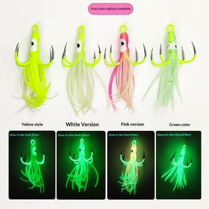 Leurre souple en silicone lumineux pour la pêche en mer, pour sabre-dent et calamar, avec 100 hameçons à quatre branches, pour poulpe et poisson - Product Image 2