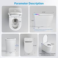 Toilette intelligente avec bidet, siège chauffant, sécheur à air chaud, chasse d'eau automatique, toilette intelligente de luxe pour salle de bain moderne