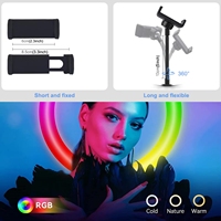 Lampu Cincin LED 18 Inci 10W Dapat Diredupkan Lampu Selfie Isi Ulang Daya USB Penyangga Ponsel Portabel Kontrol Kabel Bahan ABS 2700K-7000K