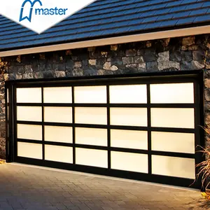 16x7 16x8 Full View Glass Garage Door Fashion Type Automatic Electric Remote Control Sectional Glass Garage Door
