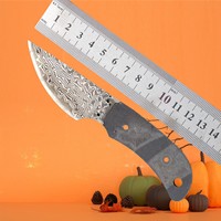 Couteau de cuisine, de camping et de chasse DA4R fait main, lame polie, couteau à lame pleine en acier Damas, lame fixe vierge