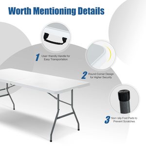 Mesa Plegable de Plástico para Exteriores, Muebles Modernos para Exteriores, Mesa Plegable de Plástico HDPE, Mesa Rectangular Plegable - Product Image 6