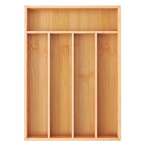 Boîte de rangement pour couverts en bambou avec compartiments pour couteaux, couverts et cuillères de chambre; plateau à couverts. - Product Image 5