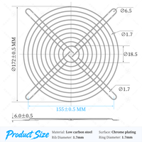 Grille de protection industrielle GBOC 180 mm en fil métallique argenté pour ventilateur axial de refroidissement 18 cm (7,09 pouces)