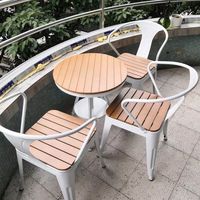 Ensemble de table en bois en plastique anti-corrosion pour extérieur pour café balcon de loisirs en plein air