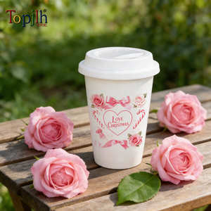 Taza de Cerámica Blanca de Doble Pared Topjlh de 300 ml con Tapa de Silicona, Sublimación, Venta al por Mayor, Espacios de Co-trabajo, Artículos Personalizados para Bebidas - Product Image 2