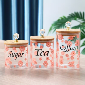 Nhà Máy Tùy Chỉnh Bán Buôn Thủy Tinh Thực Phẩm Lưu Trữ Container Lưu Trữ Nhà Bếp Vuông Lọ Thủy Tinh Với Nắp - Product Image 1