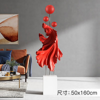 Statue de poisson Feng Shui en résine, poisson rouge, vente en gros, décoration d'intérieur, sculpture de poisson volant, poisson combattant, décoration d'intérieur DIY