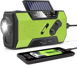 Mini rádio fm de emergência, alta qualidade, recarregável, dínamo, com led, energia solar, lanterna