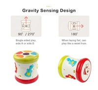 Kids Music Instrument Educational Learning Two-Sided Dynamic Musical Drum Baby Toys with Lights & Sound