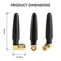 Antenne WiFi 2,4 GHz mini en caoutchouc, coudée à 90 degrés, SMA RP-SMA mâle, courte, pour connexion sans fil