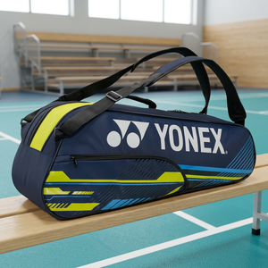 Sac de raquette de badminton Ace2 1226, 2 compartiments, capacité 46 raquettes, bleu marine/vert lime, en polyester PU de qualité supérieure, avec bandoulière et poignée supérieure - Product Image 2