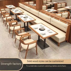 Design moderno ristorante di lusso mobili Hotel Cafe essenziale struttura in legno in pelle tavolo da pranzo sedia Set - Product Image 2