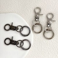 KC1089 Mousqueton pivotant en métal avec double anneaux à ressort, fournitures de quincaillerie pour porte-clés et breloques de sac DIY