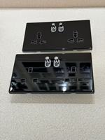 Lámpara de Pared Moderna Tipo 86 con Marco de Vidrio Templado Negro, 250v, Doble Polo, 13a/16a/20a, 10A, Enchufe Universal para Reino Unido/Europa/CA