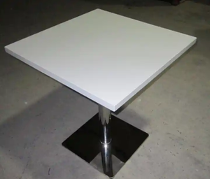 Tavolo da Pranzo Rettangolare in Pietra Artificiale Lucida per Fast Food, Moderno Tavolo da Cucina Bianco con Base in Metallo Nero - Product Image 3