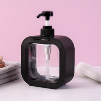 Contenants cosmétiques carrés rechargeables de 300 ml et 500 ml, pompe à lotion orange sérigraphiée pour savon liquide, shampoing et lavage des mains