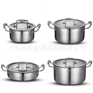 304 Stainless Steel Hammered Cookware Set 4 Pieces Oven Safe Rust Proof Kitchen Pots With Lids - Product Image 4