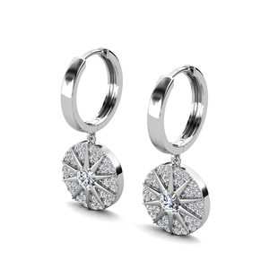 Daisini Shining Hoop Oorbellen Versierd met <span class=keywords><strong>Swarovski</strong></span> Kristallen 925 Sterling Zilver Luxe Hypoallergeen Damessieraden - Product Image 2