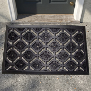 Durable Eco-Friendly Black Rubber Door <b>Mat</b> Rectangle Shape Modern Anti-Slip 40x70cm 1cm Thick - Product Image 2