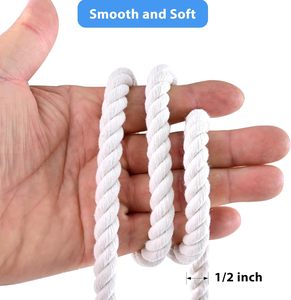 Cuerda Trenzada de Algodón Blanco Natural Forrek de 1/2 Pulgada (12 mm) y 50 Pies, Resistente, para Juegos de Arrastre, Fitness, Navegación, Actividades al Aire Libre y Manualidades - Product Image 2