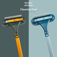 Brosse manuelle extensible cinq-en-un améliorée en maille PP double face pour le nettoyage des toilettes et des moustiquaires