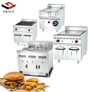 Commercial Burger Chips Gas Grill Griddle Deep Fryer Fast Food Restaurant Kitchen Equipment