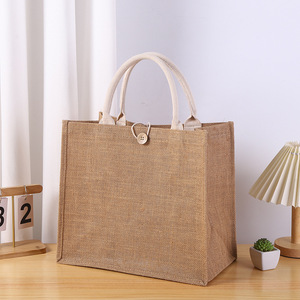 Sinh Thái Thân Thiện Tự Nhiên Vải Bố Biểu Tượng Tùy Chỉnh In Vải Bố Tote Túi Tái Sử Dụng Đay Vai Túi Mua Sắm Với Dây Kéo Nút Đóng Cửa - Product Image 1