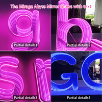 Miroir Magique Personnalisable avec Éclairage Arrière, Mots 3D, Miroir Infini, Lumières LED Néon pour Chambre, Fête, Bureau/Entreprise, Maison